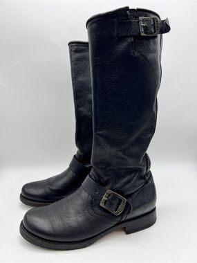 Frye Veronica Slouch 77605 Women’s 7.5 Black Leather Moto Engineer Boots